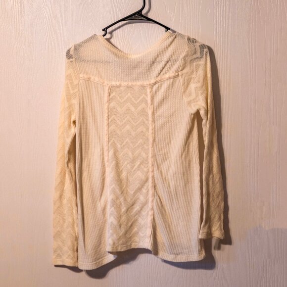 Lucky Brand Cream Textured Long Sleeve Top – Size L - Picture 3 of 4